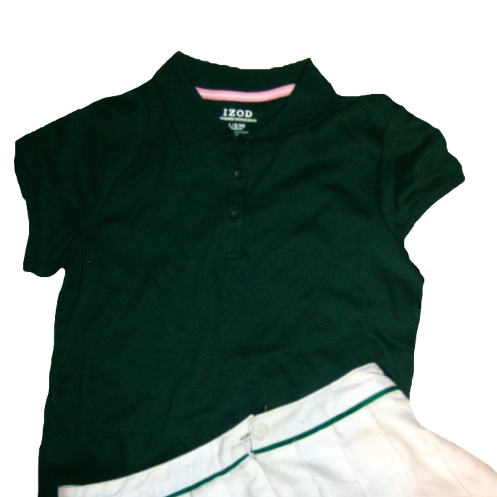 Green Polo Shirt / White Skirt Tennis Outfit -🎾✨🤍